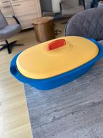 Tupperware serveerschaal blauw geel, Huis en Inrichting, Keuken | Tupperware, Ophalen of Verzenden, Zo goed als nieuw, Blauw, Schaal