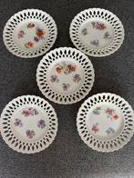 Antieke Porseleinen Borden met Bloemmotief (5 stuks), Ophalen of Verzenden