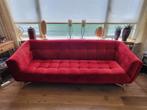Robuuste en zware bank bordeauxrood velours., Ophalen, Gebruikt, 75 tot 100 cm, 200 tot 250 cm