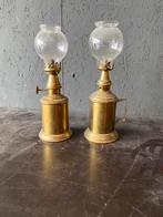 Oude Franse olie lamp, Verzenden, Koper of Brons