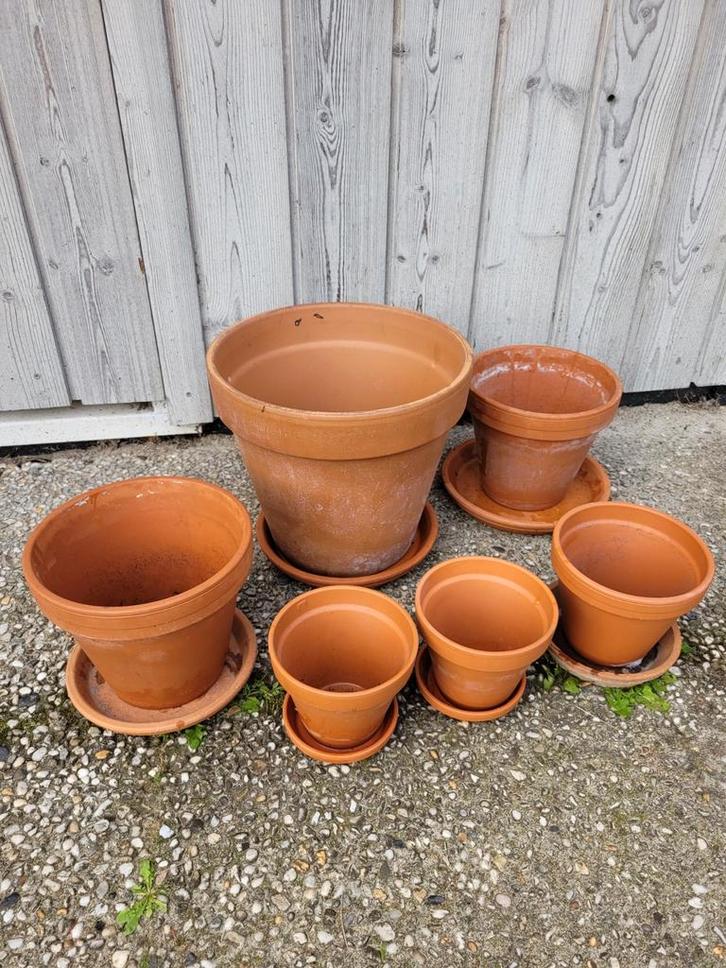 Terracotta Bloempotten Set - 6 stuks, Tuin en Terras, Bloempotten, Gebruikt, Terracotta, Binnen, Balkon, Tuin, Minder dan 40 cm