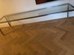 Mooie glazen salon/site tafel van glas/rvs, Ophalen, Minder dan 50 cm, Zo goed als nieuw, 150 tot 200 cm
