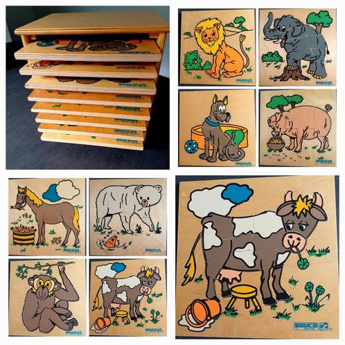 Educo puzzelkast met 8 dierenpuzzels., Kinderen en Baby's, Speelgoed | Educatief en Creatief, Gebruikt, Ophalen of Verzenden