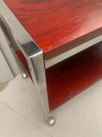 Audiotafel bijzettafel bruinrood chroom - vintage retro, Ophalen, Gebruikt, 50 tot 100 cm, Onbekend