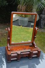 Antieke kapspiegel / hal spiegel Mahoniehout met 2 laadjes, Antiek en Kunst, Ophalen of Verzenden, Rechthoekig, 50 tot 100 cm