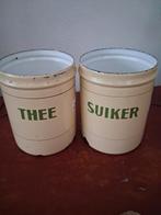 Vintage Emaille Thee & Suiker Potten, Ophalen of Verzenden, Gebruikt