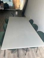 Grijze tafel met X poten, Huis en Inrichting, Ophalen, Zo goed als nieuw, Vijf personen of meer, Rechthoekig