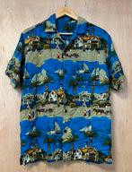 Vintage Hawaii style overhemd blauw korte mouw - Maat M, Blauw, Vintage, Ophalen of Verzenden, Zo goed als nieuw