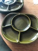 Vintage france olijfgroene borden (6) sevres, Ophalen of Verzenden
