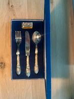 Mooi zilveren kinder bestek set (doop) 925 sterling, Antiek en Kunst, Ophalen of Verzenden