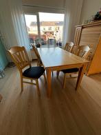 Eiken eethoek met 4 stoelen - 160x85 cm, Ophalen, Gebruikt, Eikenhout, 50 tot 100 cm