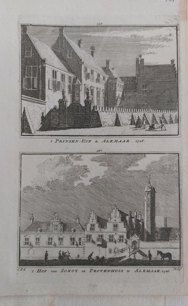 339-340 / Prinsenhof & Hof van Sonoy en Provenhuis Alkmaar, Antiek en Kunst, Kunst | Etsen en Gravures, Ophalen of Verzenden