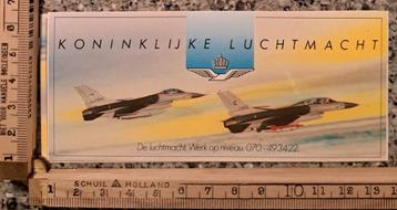 Vintage sticker Koninklijke Luchtmacht 2 straaljagers F16  beschikbaar voor biedingen