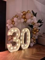 1.20 m hoge witte cijfers 30 birthday party feest lampjes, Gebruikt, Ophalen of Verzenden