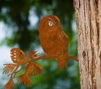 Roestige metalen tuin steker in de vorm van een uil, Ophalen of Verzenden, Nieuw