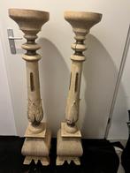 2 hele grote kandelaars, Huis en Inrichting, Woonaccessoires | Kandelaars en Kaarsen, Ophalen, Gebruikt, Crème, 75 cm of meer