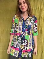 Vintage blouse, maat 36/S - felle kleuren - patroon - 90's, Kleding | Dames, Blouses en Tunieken, Lotz, Ophalen of Verzenden, Gedragen