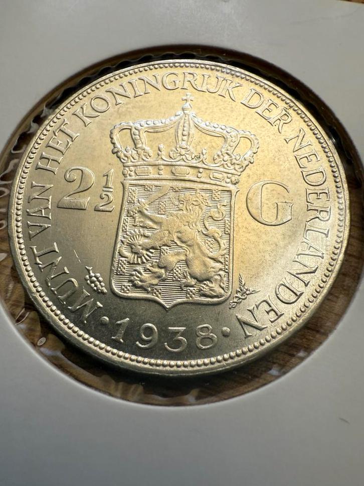 Rijksdaalder 1938 grof haar (2e) Wilhelmina, Postzegels en Munten, Munten | Nederland, Losse munt, 2½ gulden, Koningin Wilhelmina
