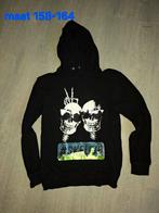 Zwarte hoodie met doodskoppen - Maat 158, Ophalen of Verzenden, Zo goed als nieuw, Jongen of Meisje, Trui of Vest