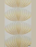 6940 Jaren 70 Space Age waaierprint behang swiet, Huis en Inrichting, Ophalen of Verzenden, Minder dan 10 m², Beige