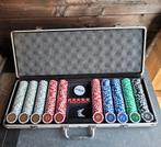 Luxe XL pokerset met 500 poker fiches met waardeopdruk!, Een of twee spelers, Ophalen of Verzenden, Zo goed als nieuw