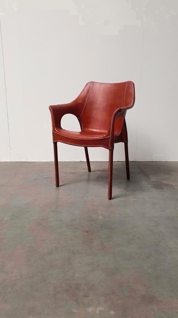 Sol Y Luna cognac leer tuigleer zadelleren design stoelen, Huis en Inrichting, Stoelen, Gebruikt, Leer, Bruin, Ophalen