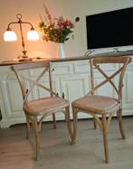 2x z.g.a.n. Vintage look houten bistrostoelen, rotan zitting, Huis en Inrichting, Stoelen, Ophalen, Riet of Rotan, Twee, Bruin