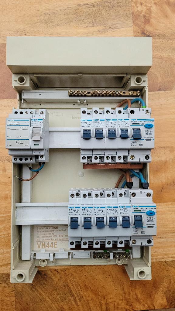 Hager groepenkast – 1-fase – compleet met beltrafo, Doe-het-zelf en Verbouw, Elektra en Kabels, Gebruikt, Overige typen, Ophalen