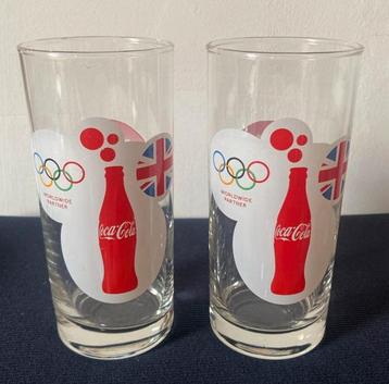 2 Coca-Cola glazen tgv Olympische zomerspelen 2012.H.13,5 cm beschikbaar voor biedingen