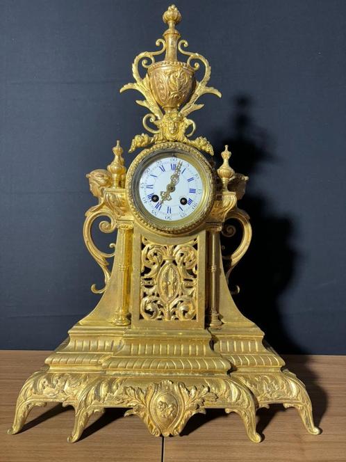 Antieke Franse Bronzen Regency Stijl pendule ca.1880 (55), Antiek en Kunst, Antiek | Klokken, Ophalen of Verzenden