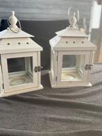 Set van 2 Houten Lantaarns Crème/Wit, Ophalen, Wit, Zo goed als nieuw, Hout