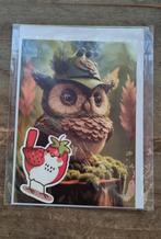 Wenskaart woody owl met sticker en envelop, Verzenden, Nieuw, Natuur