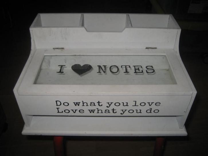 Brocante bureau kastje wit met klep, Antiek en Kunst, Curiosa en Brocante, Ophalen of Verzenden