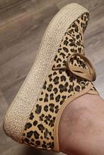 Platform veterschoenen met panterprint en jute, mt 38/39, Blue Box, Beige, Ophalen of Verzenden, Zo goed als nieuw