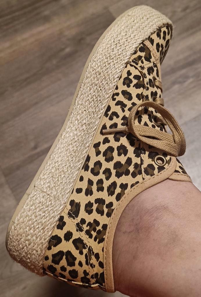 Platform veterschoenen met panterprint en jute, mt 38/39, Kleding | Dames, Schoenen, Zo goed als nieuw, Espadrilles of Moccasins