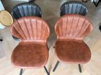 Eetkamerstoelen antraciet cognac, Ophalen, Overige materialen, Twee, Zo goed als nieuw