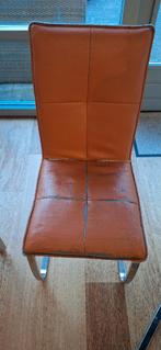 4 Ikea stoelen - beschadigd leer, Huis en Inrichting, Stoelen, Ophalen, Gebruikt, Bruin, Metaal