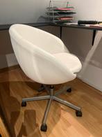 Witte Kuipstoel met Wielen, Huis en Inrichting, Ophalen, Wit, Leer, Zo goed als nieuw