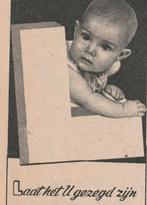 Retro reclame 1947 Zwitsal baby verzorging de letter L, Verzamelen, Retro, Verzenden, Overige typen