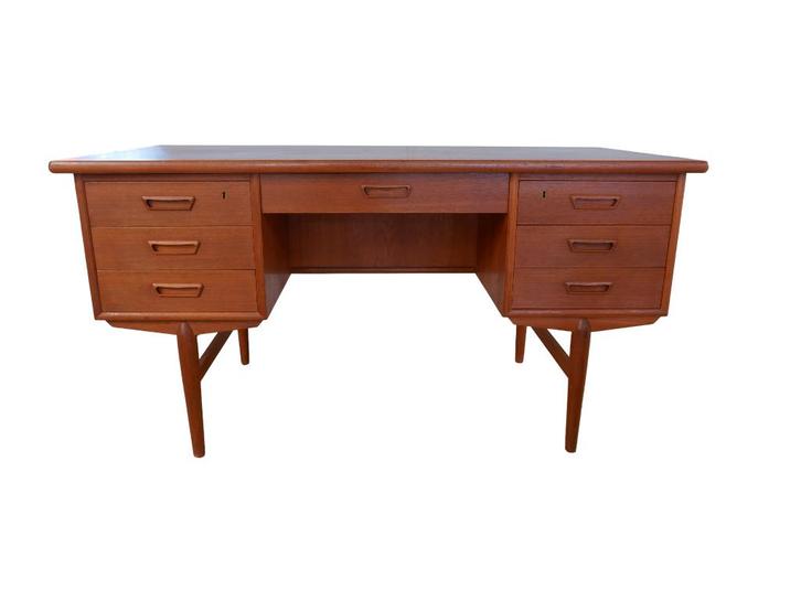 Deens teak bureau, jaren 60, Huis en Inrichting, Bureaus, Gebruikt, Bureau, Ophalen