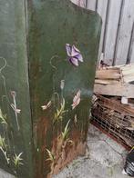 Antiek kamerscherm ijzer beschilderd met bloemen+-95H Miekje, Antiek en Kunst, Ophalen