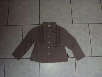 Bruin off white katoen geruite ruches blouse JOTTUM 104 zgan beschikbaar voor biedingen
