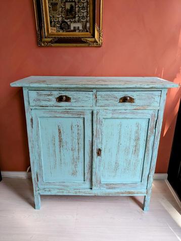 Blauwe Commode Dressoir Ibiza Brocante beschikbaar voor biedingen