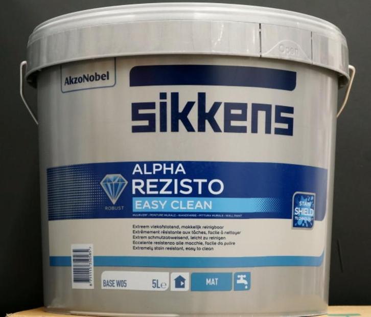 Sikkens Alpha Rezisto easyclean 5 liter, Doe-het-zelf en Verbouw, Verf, Beits en Lak, Nieuw, Verf, Minder dan 5 liter, Wit, Ophalen of Verzenden