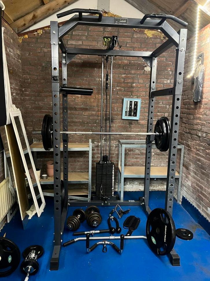 Complete Gym Set - Power rack, halters, (stapel)gewichtenn, Sport en Fitness, Fitnessmaterialen, Gebruikt, Halterset, Armen, Ophalen