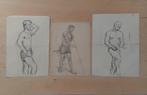 Drie originele tekeningen. midden 20e eeuw, Antiek en Kunst, Kunst | Schilderijen | Klassiek, Ophalen of Verzenden
