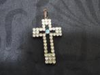 Kruis strass kruisje blauw steentje kettinghanger, Sieraden, Tassen en Uiterlijk, Kettinghangers, Overige materialen, Overige voorstellingen