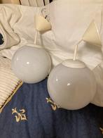 Twee vintage bollampen - 24 cm doorsnede, Huis en Inrichting, Ophalen, Gebruikt, Glas, Minder dan 50 cm