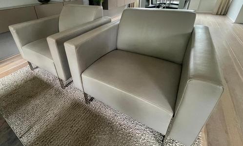 2 Artifort Mare leren design fauteuils. Grijs, Huis en Inrichting, Fauteuils, Zo goed als nieuw, Leer, 50 tot 75 cm, 75 tot 100 cm