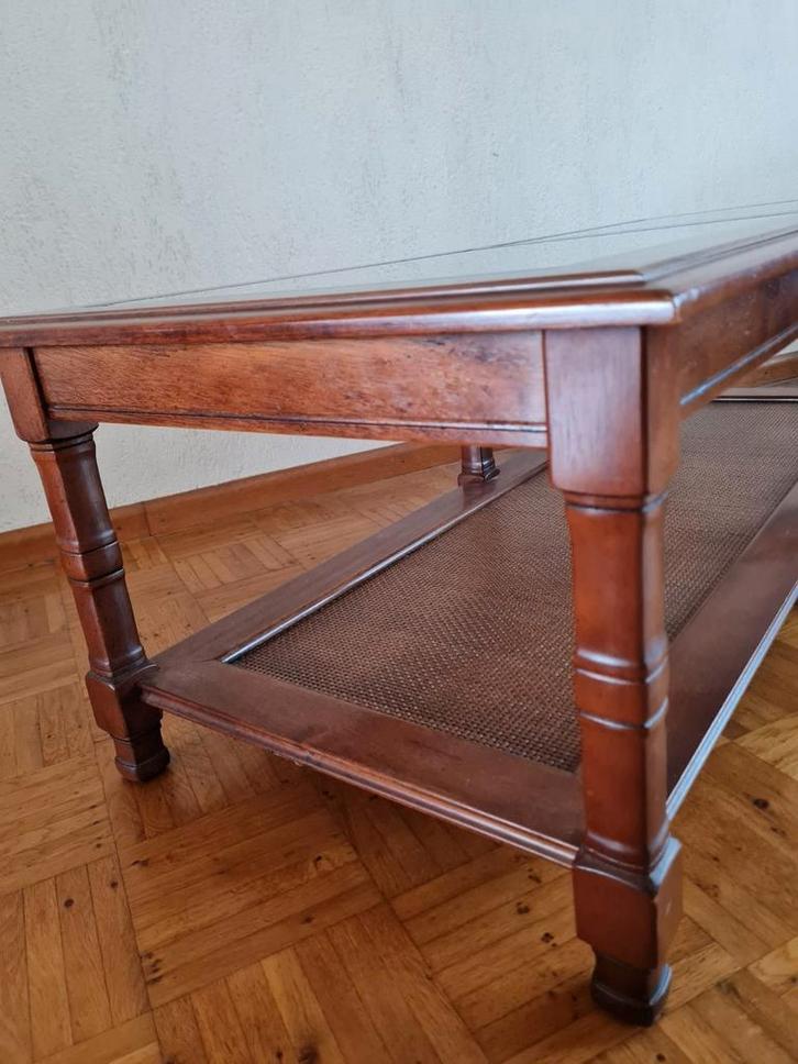 Kersenhouten Salontafel met Glas - Rotterdam, Huis en Inrichting, Tafels | Salontafels, Gebruikt, Minder dan 50 cm, 50 tot 100 cm